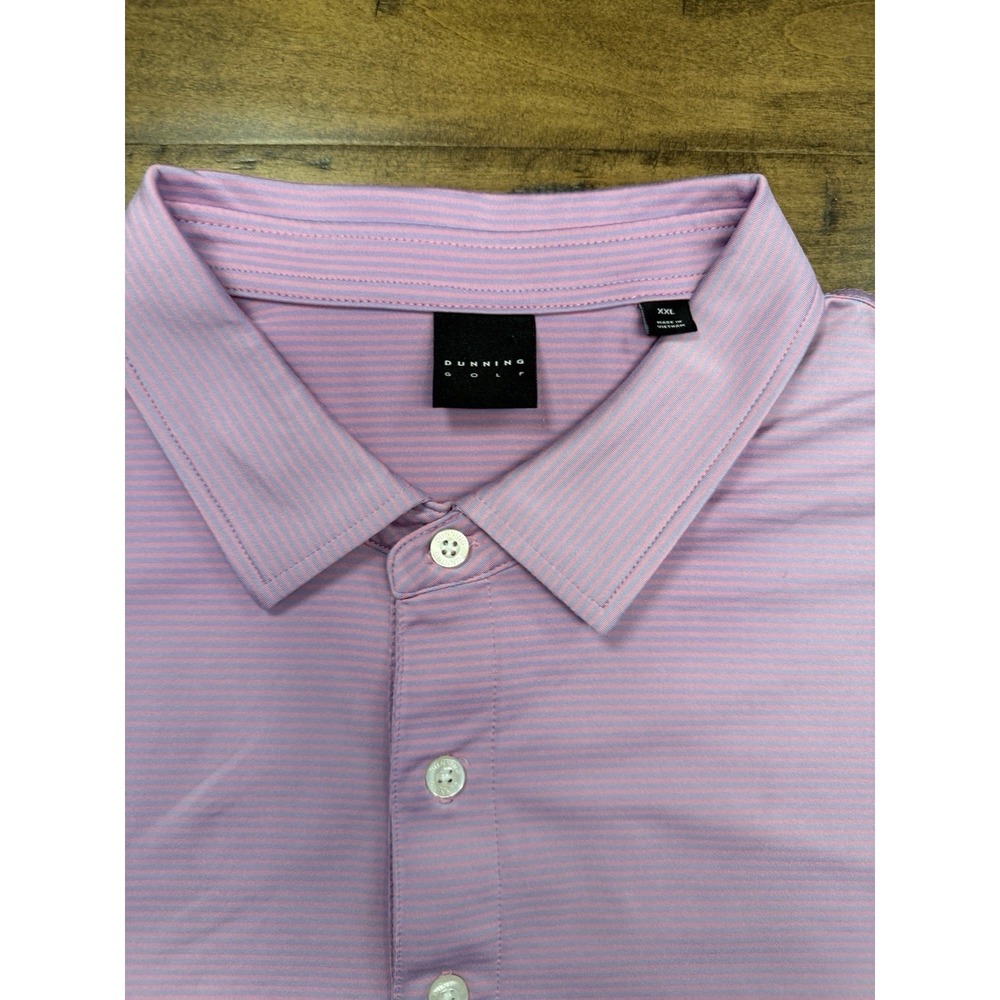 Men's‎ Dunning Golf Shirt, Size XXL  Pink Stripped Performance Shirt